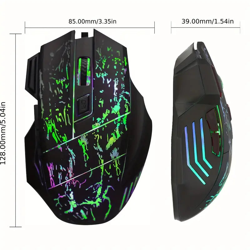 HXSJ Exploding Cracked Rainbow Light Gaming Mouse,